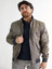 Mens Stylish Khaki Bomber Leather Jacket
