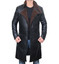 Mens Sherpa Black Trench Leather Coat