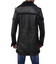 Mens Dark Black Shearling Leather Long Coat Mens Dark Black Shearling Leather Long Coat