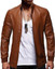Men's Slim Fit Zip Up Stand Collar Biker Jacket