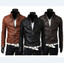 Men's Stand Collar Regular Leather Jacket Men's Stand Collar Regular Leather Jacket