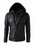 SID Military Grade Men’s Motorcycle Biker Real Leather Detachable Hood Jacket
