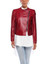 Women's Red Slim-fit Leather Cafe Racer Jacket