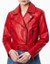 Women Royal Red Moto Style Faux Leather Jacket