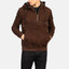 Mens Hooded Mocha Suede Pullover Jacket
