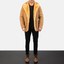 Mens Distressed Beige Leather Coat