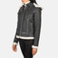 Black Hooded Shearling Leather Jacket