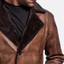 Mens Brown Distressed Leather Fur Coat