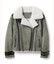 Womens Grey Leather Shearling Motorcycle Jacket