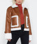 Womens Brown Cropped Aviator Leather Jacket