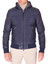 Blue Hooded Natural leather bomber jacket