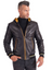 Black and Yellow Men real Leather biker hooded collar Jacket