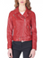 Asymmetrical style Womens hand made Biker Leather Jacket in Red