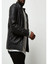 Men Black Snap Tab Collar Racer Leather Jacket