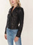 Womens Black Biker Hem Cuffs Cargo Jacket