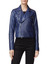 Sky Blue Women Asymmetrical Leather Jacket
