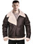 Men Faux Fur Collar Brown Leather Jacket