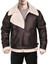 Men Faux Fur Collar Brown Leather Jacket