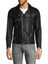 Men Black Biker Zipper Leather Jacket