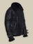 Men Black Shear Shirt Collar Shearling Jacket