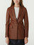 Brown Notch Lapel One Button Womens Leather Blazer Jacket