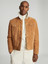 Mens Stylish Camel Shearling Trucker Jacket