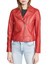 Womens Red Biker Leather Jacket