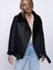 Womens Double-Faced Shearling Black Belted Jacket