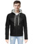 Men Black Hood Leather Jacket