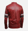 Men's Red Striped Biker Leather Jacket