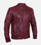 Men's Red Leather Bomber Jacket