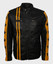 Mens Cafe Racer Yellow Star Black Leather Jacket