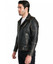 Black Leather Jacket with Functional Zipper
