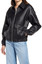 womens Bomber biker Leather jacket in Black