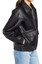 womens Bomber biker Leather jacket in Black