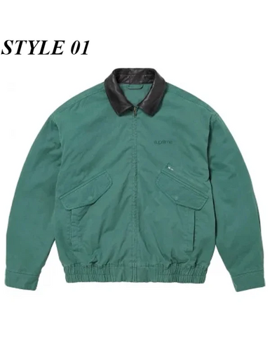 【ゆさ】Leather Collor Utility Jacket ゆさ】Leather Collor Utility Jacket Leather Collar Utility Jacket