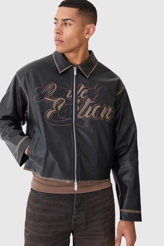 Boxy Tumble Real Leather Bomber Jacket