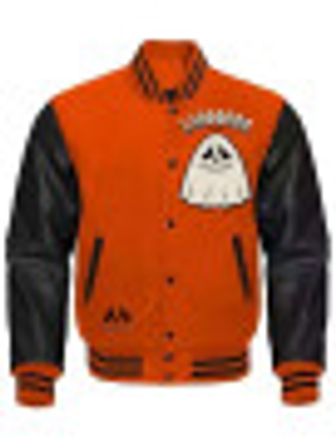 Labubu Ghostface Varsity Orange Jacket