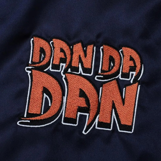 Satin Bomber Navy and Silver Varsity Jacket