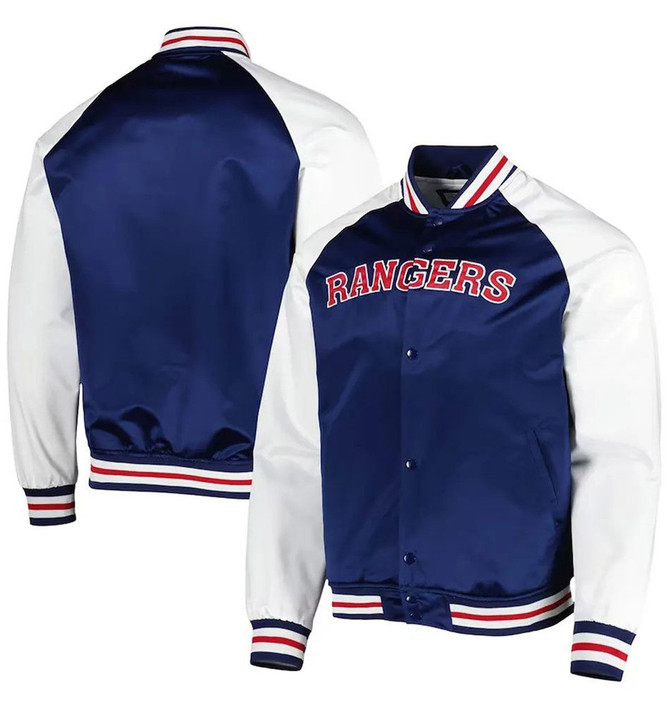 New York Rangers White & Blue Letterman Jacket