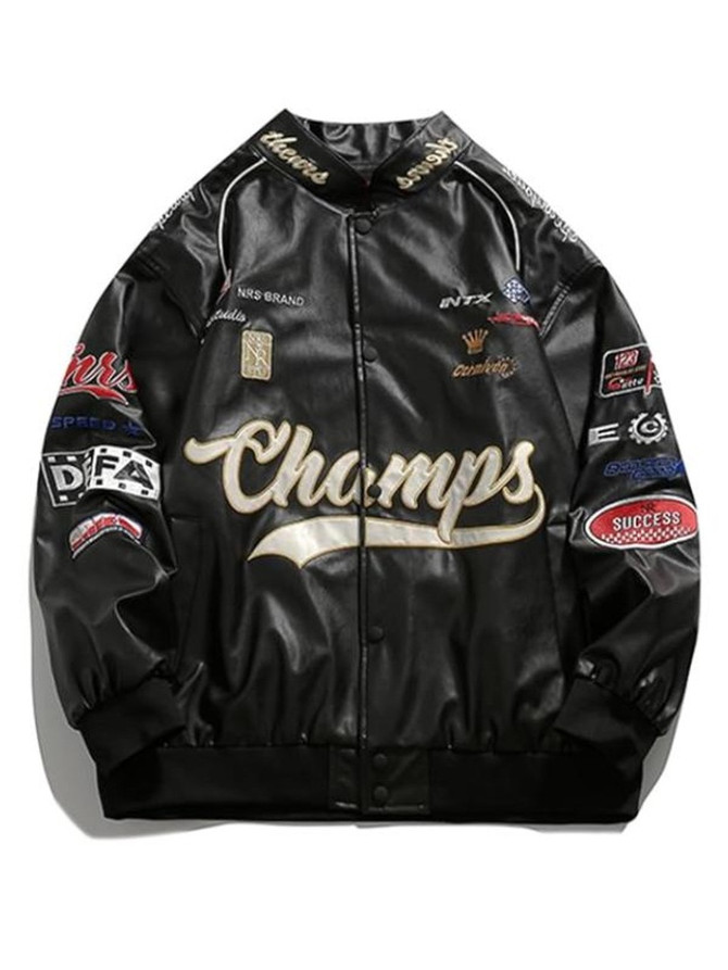 Champs Black Racing Style Jacket