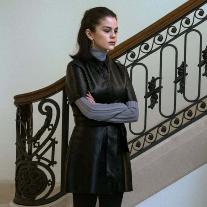 Selena Gomez Only Murders In The Building S05 Black Real Leather Coat