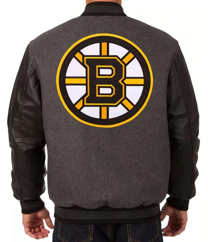 Boston Bruins Grey and Black Wool Jacket