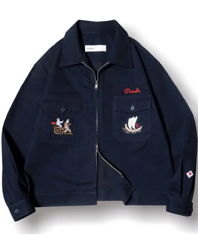 Navy Parsels Port Boxy Work Black Jacket