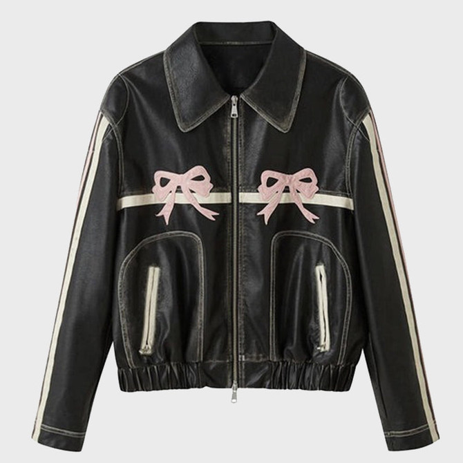 Diddi Moda Bow Leather Jacket