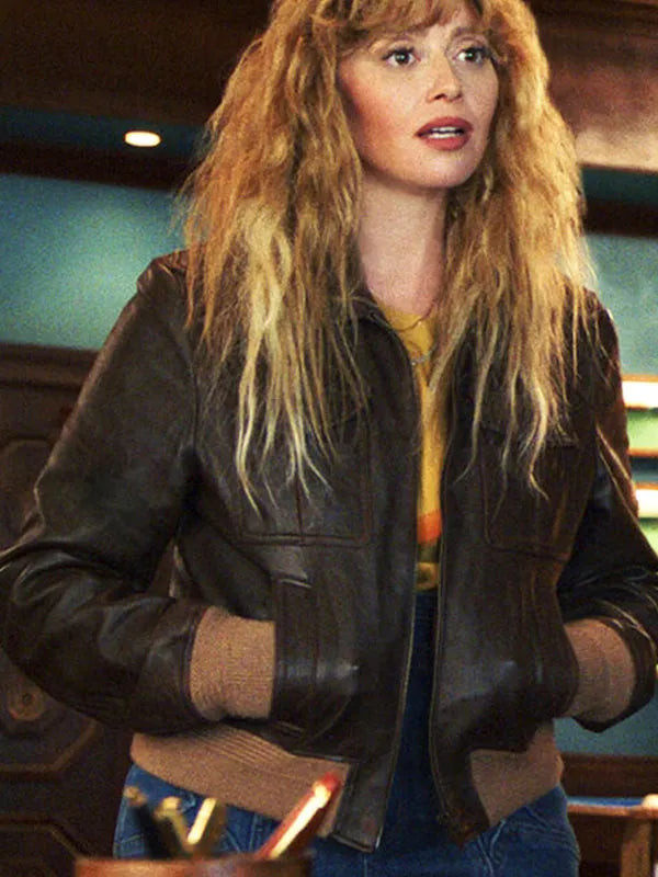 Poker Face 2023 Natasha Lyonne Brown Bomber Jacket