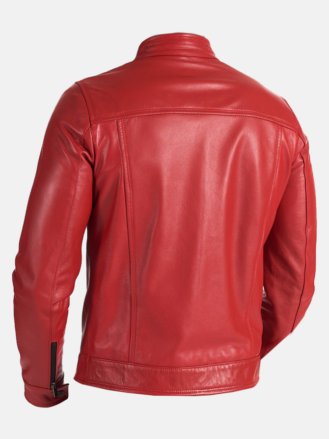 Men Slimfit Red Leather Jacket Men Slimfit Red Leather Jacket