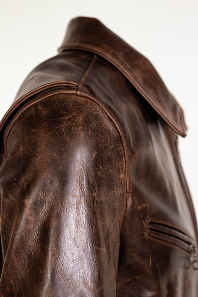 Men Distressed Brown Leather Jacket