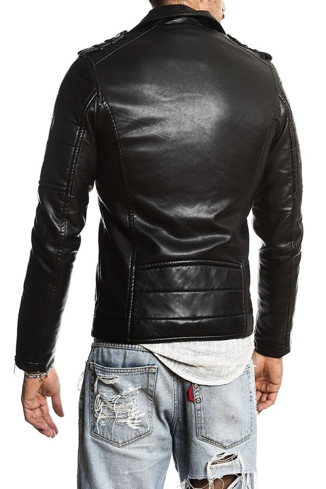 Men Raven Black Biker Leather Jacket Men Raven Black Biker Leather Jacket