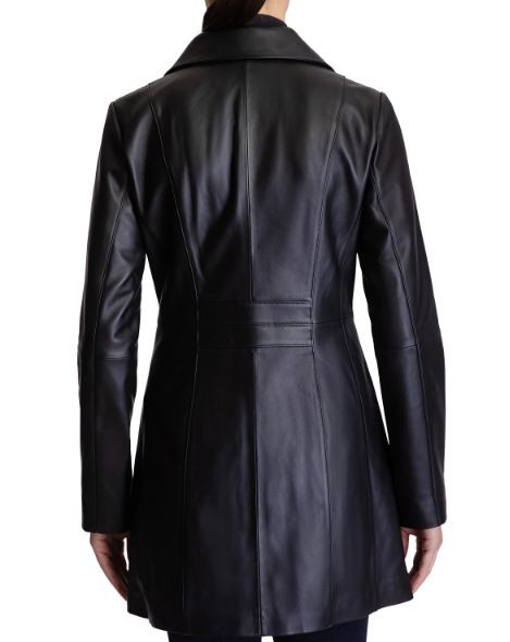 Black Long Leather Coat For Women